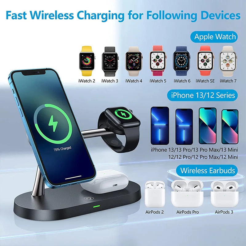 Wireless Charging Station - 3-in-1 Stand for iPhone, Apple Watch, and AirPod